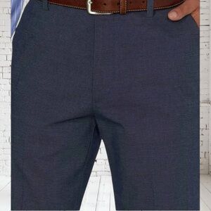 Kirkland Men’s Flat Front Stretch Pants 36x29 NWT Mood Indigo Pin Dot